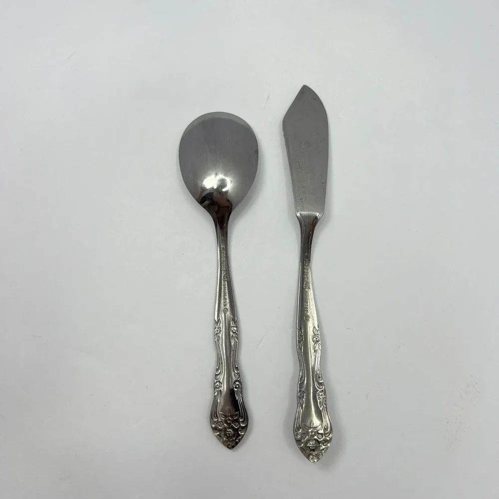 Stanley Roberts Dream Rose Stainless Sugar Spoon Butter Knife Rogers Co Japan